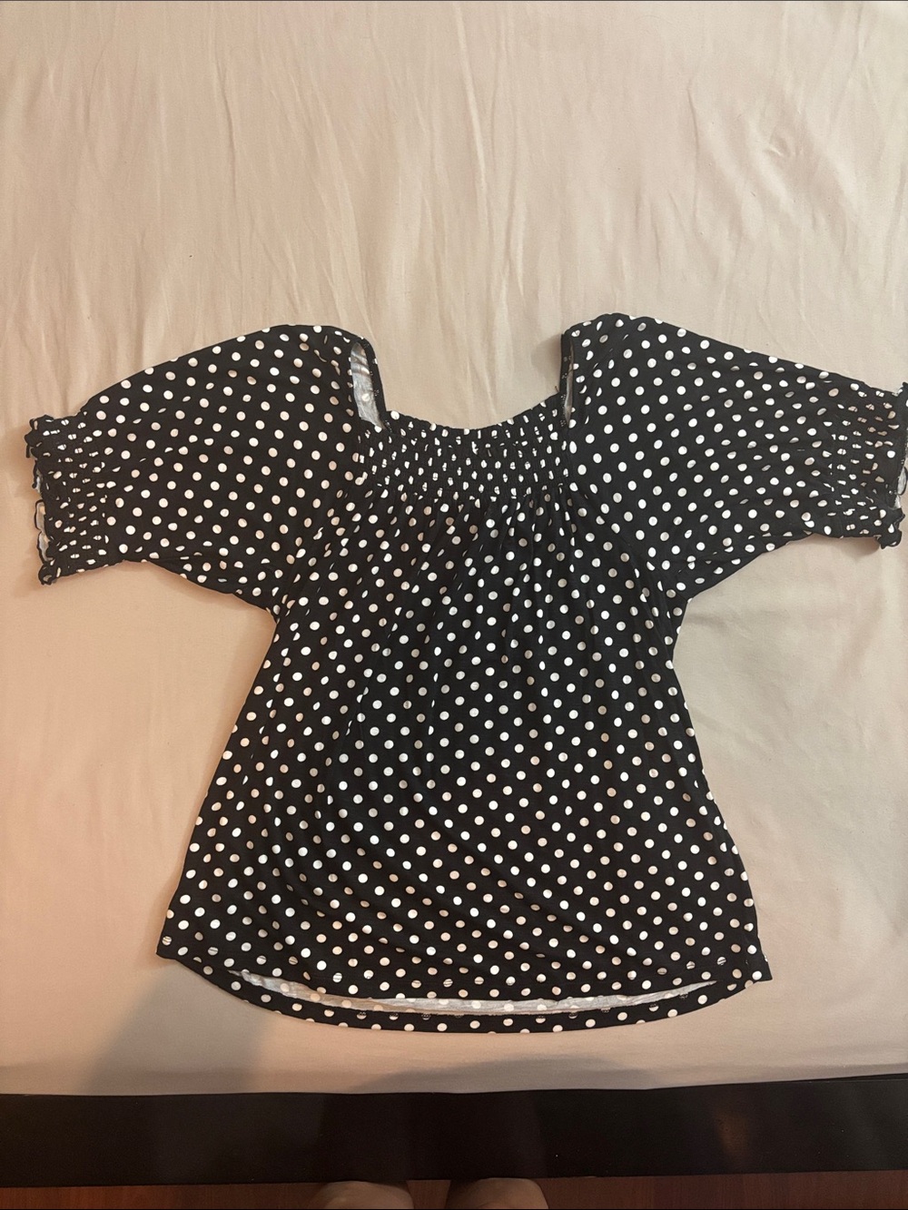LuLaRoe Lily Square Neck Polka Dot Peasant Top